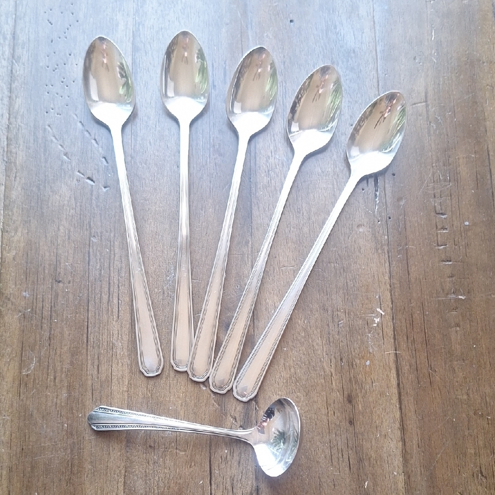 Vintage Wm. A. Rogers Oneida "Regis" Silverplate Iced Tea Spoons & Ladle Set